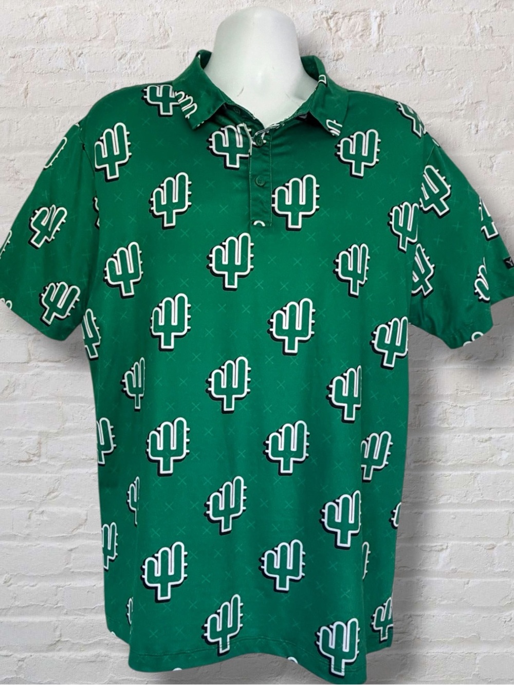 Yatta Golf Cactus Polo Shirt Men L Green Saguaro Performance Stretch